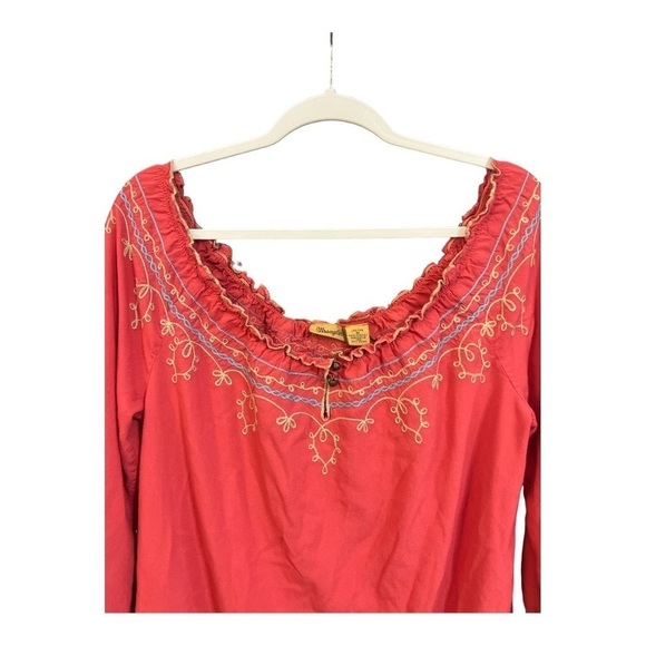 Wrangler Vintage Off The Shoulder Embroidered Western Cowgirl Dress Size Medium - Picture 2 of 4